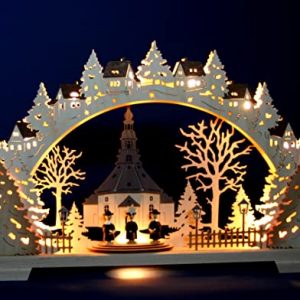 3D Schwibbogen Seiffener Kirche & Kurrende Handarbeit Erzgebirge Seiffen Lichterbogen für Weihnachten
