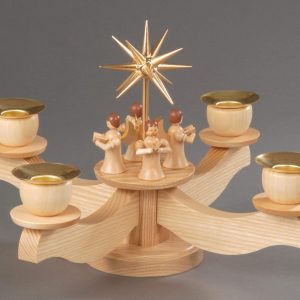 Albin Preissler Adventsleuchter »Kerzenleuchter mit Engelsfiguren«, Handwerkskunst aus dem Erzgebirge, inklusive Tannenkranz