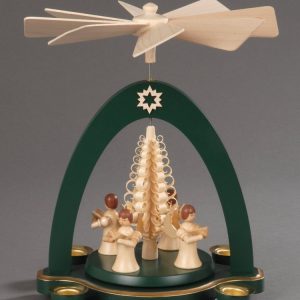 Albin Preissler Weihnachtspyramide »4 stehende Engel mit Spanbaum«, Handwerkskunst aus dem Erzgebirge