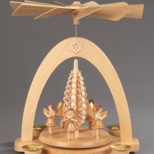 Albin Preissler Weihnachtspyramide »5 Engel mit Spanbaum«, Handwerkskunst aus dem Erzgebirge