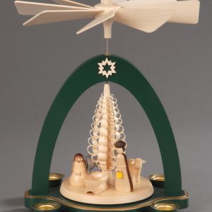 Albin Preissler Weihnachtspyramide »Christi Geburt mit Spanbaum«, Handwerkskunst aus dem Erzgebirge