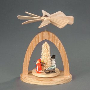 Albin Preissler Weihnachtspyramide »Wärmespiel – Weihnachtsmann mit Schlitten und Ringelbäumchen«