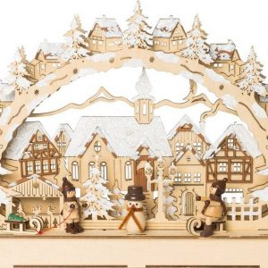 HGD Holz-Glas-Design LED Lichterbogen »Schwibbogen Stadt mit Winterkindern«, Maße ca. 45 x 7 x 28 cm