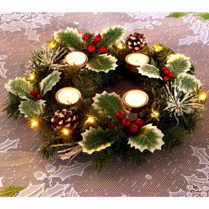 homegoodsdeluxe Tischkranz »Künstlicher LED Adventskranz Ø 30cm mit Teelichthalter Adventsgesteck Tischkranz«