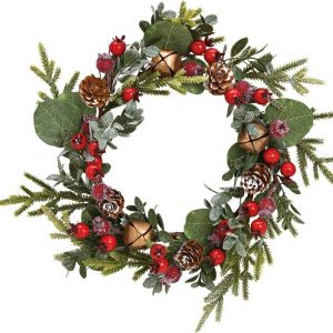 matches21 HOME & HOBBY Adventskranz »Weihnachtskranz Blätter Beeren Glöckchen Kunststoff Ø 30 cm«