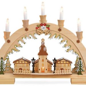 matches21 HOME & HOBBY Adventsleuchter »Schwibbogen Lichterbogen Winterdorf & Kirche & 7 LED-Kerzen 45 cm«