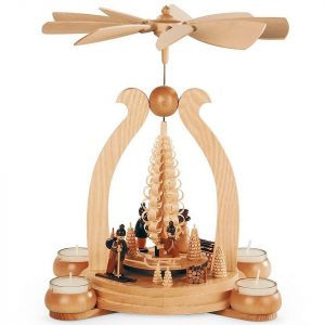 Müller Kleinkunst GmbH Seiffen Weihnachtspyramide »Bogenpyramide Wintermotiv«, Echt Erzgebirge – Holzkunst mit Herz