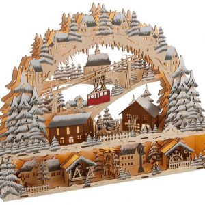 my home Schwibbogen »LED Weihnachtsleuchter mit Podest und Seilbahn, Skihütte und Weihnachsmarkt«, Breite ca. 64 cm