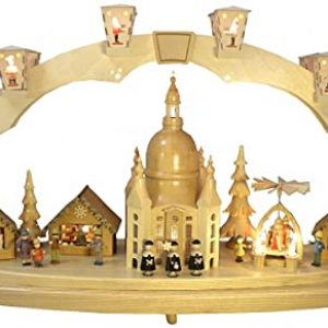 Schwibbogen Erzgebirge Richard Glässer Seiffen Dresdner Frauenkirche mit Pyramide, elektrisch, 01028