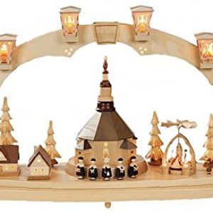 Schwibbogen Erzgebirge Richard Glässer Seiffen Seiffener Kirche mit Pyramide, elektrisch, 01027