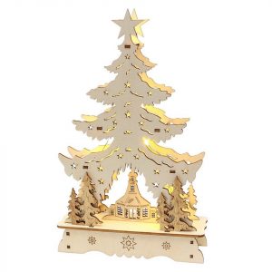 SIGRO Schwibbogen »Holz Laserbaum Seiffener Kirche«, Schwibbogen