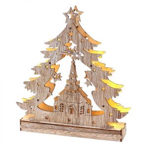 SIGRO Schwibbogen »Holz Lichterecke, LED Seiffener Kirche«, Schwibbogen
