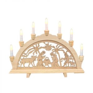 SIGRO Schwibbogen »Holz Schwibbogen, 7 Spitzkerzen Geburt«, Schwibbogen