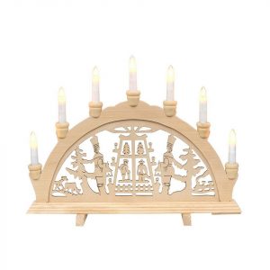 SIGRO Schwibbogen »Holz Schwibbogen, 7 Spitzkerzen Pyramidenmotiv«, Schwibbogen