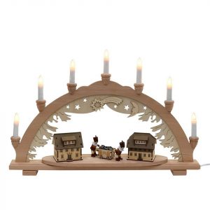SIGRO Schwibbogen »Holz Schwibbogen, Spitzkerzen Bergdorf«, Schwibbogen