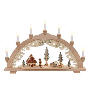 SIGRO Schwibbogen »Holz Schwibbogen, Spitzkerzen Jäger mit Rehen«, Schwibbogen