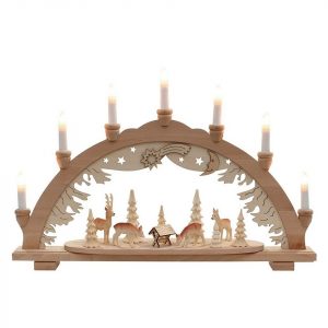 SIGRO Schwibbogen »Holz Schwibbogen, Spitzkerzen Rehe im Wald«, Schwibbogen