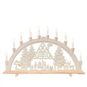 SIGRO Schwibbogen »Holz Schwibbogen, Spitzkerzen Waldhaus«, Schwibbogen