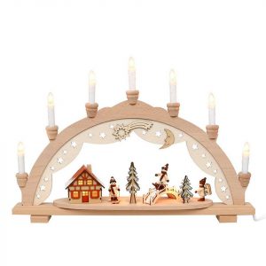 SIGRO Schwibbogen »Holz Schwibbogen, Spitzkerzen Winterspaß«, Schwibbogen