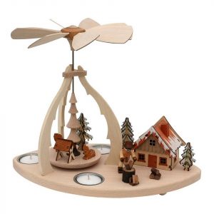 SIGRO Weihnachtsfigur »Holz Teelicht-Tischpyramide Holzhacker«