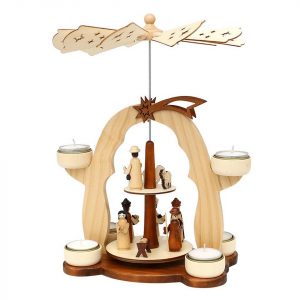 SIGRO Weihnachtspyramide »Holz Teelicht-Pyramide, 6 Lichter Heilige Nacht«