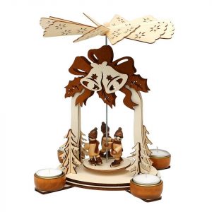 SIGRO Weihnachtspyramide »Holz Teelicht-Pyramide, Glocke Schlittschuhkinder«