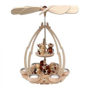 SIGRO Weihnachtspyramide »Holz Teelicht-Pyramide, zweistöckig Eulenwald«