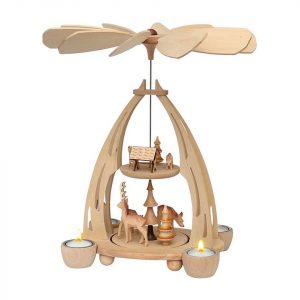 SIGRO Weihnachtspyramide »Holz Teelicht-Pyramide, zweistöckig Rehe«