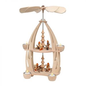 SIGRO Weihnachtspyramide »Holz Teelicht-Pyramide, zweistöckig Waldarbeiter«
