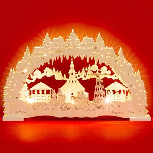 Sikora LB48 beleuchteter LED Holz Schwibbogen SEIFFENER Weihnachtsmarkt inklusive Trafo
