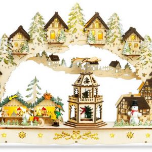 SIKORA Schwibbogen »LB47 Weihnachtsmarkt mit LED Beleuchtung und elektrischem Pyramidenantrieb B:42,5cm«