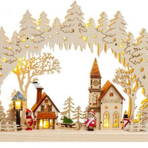 SIKORA Schwibbogen »LB52 Winterdorf mit LED Beleuchtung B:43cm«