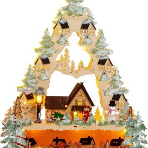 SIKORA Schwibbogen »LB67 in Baumform Winterdorf mit LED Beleuchtung«