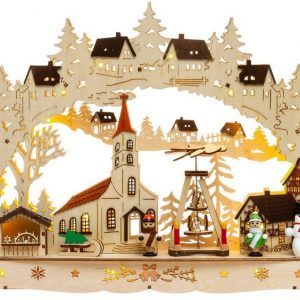 SIKORA Schwibbogen »LB70 Kirchplatz Weihnachtsmarkt mit LED Beleuchtung B:42,5cm«