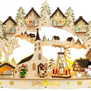 SIKORA Schwibbogen »LB71 beleuchteter LED Holz Schwibbogen WEIHNACHTSDORF inklusive Trafo«