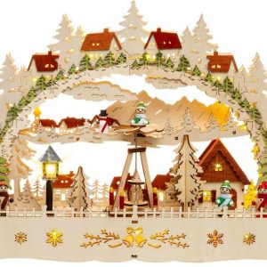 SIKORA Schwibbogen »LB76 Weihnachtsdorf mit Pyramide LED Beleuchtung und Sockel B:42,5cm«