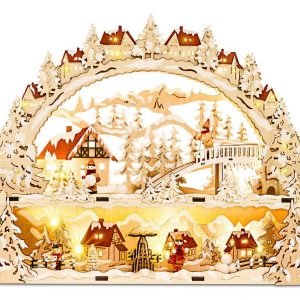 SIKORA Schwibbogen »LB78 Winterdorf Schlittenbahn mit LED Beleuchtung und Sockel B:44cm«