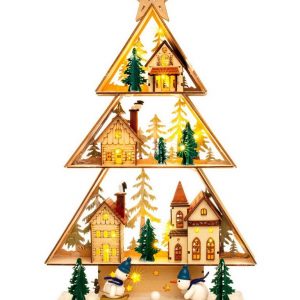 SIKORA Schwibbogen »LB85 Winterdorf in Baumform mit LED Beleuchtung«