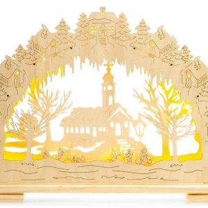 SIKORA Schwibbogen »SIKORA LB02 beleuchteter XL LED Holz Schwibbogen DORFKIRCHE 57cm inclusive Trafo«