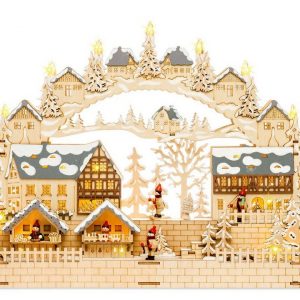 SIKORA Schwibbogen »SIKORA LB86 beleuchteter 3D LED Holz Schwibbogen WEIHNACHTSDORF inklusive Trafo«