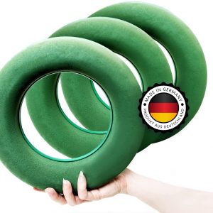 Steckschaum Kranz Rund 3 Stück – Set in 25 cm – Nasssteckschaum Set Steckmoos, Steckmasse, Adventskranz für Blumengestecke, Steckschwamm zum…