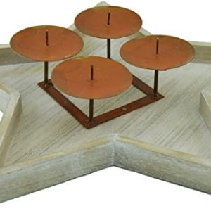 Vintage Adventskranz / Dekokranz Sternteller Holz/Metall 38cm