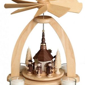 Volkskunstwerkstatt Unger Weihnachtspyramide »Teelichtpyramide Seiffener Kirche«, Echt Erzgebirge – Holzkunst mit Herz
