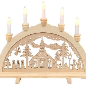 Wichtelstube-Kollektion Holz Schwibbogen Seiffener Kirche im Erzgebirge Lichterbogen