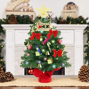 60cm Mini-Weihnachtsbaum, Künstlicher Kleiner Tisch-Weihnachtsbaum, mit LED-Lichterketten & Christbaumschmuck, Weihnachtsdekoration für Zuhause und…