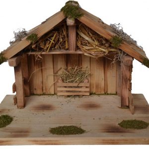 Alfred Kolbe Krippe »Krippenstall für 9 cm Figuren, Massivholzboden, geflammt« (1-tlg), Echtholz