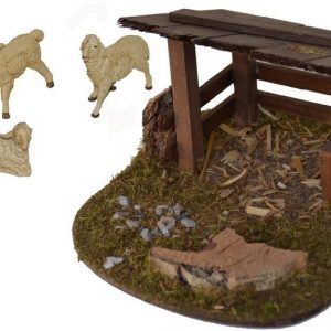 Alfred Kolbe Krippen-Zubehör »Schafunterstand und 4 Schafe« (Set, 5 Stück)