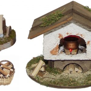 Alfred Kolbe Krippen-Zubehör, (Set, 3tlg.), Backofen und Hackstock, inkl. Holzkörbchen