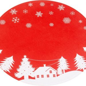 Baumteppich »Weihnachtsbaum Unterlage „Weihnachtsdorf“«, my home, rund, Höhe 15 mm, Ø 100 cm oder 120 cm, rot, mit Weihnachtsmotiv, dekorativer…