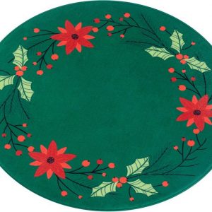 Baumteppich »Weihnachtsbaum Unterlage „Weihnachtsstern“«, my home, rund, Höhe 15 mm, Ø 100 cm oder 120 cm, grün, mit Weihnachtsmotiv Bordüre,…